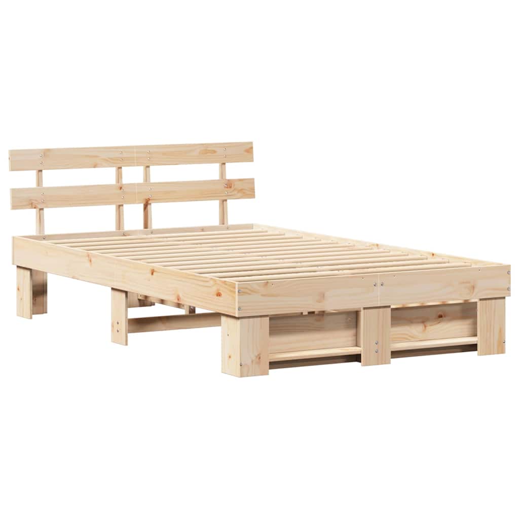 Sengestel med hovedgærde Brun 120 x 190 cm Massiv fyrretræ