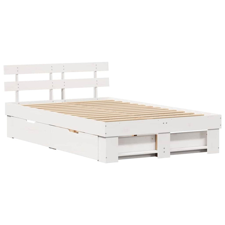 Sengestel med hovedgærde Hvid 120 x 190 cm Massiv fyrretræ