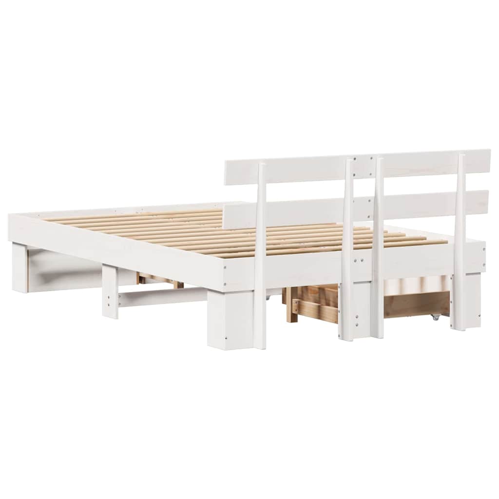 Sengestel med hovedgærde Hvid 120 x 190 cm Massiv fyrretræ