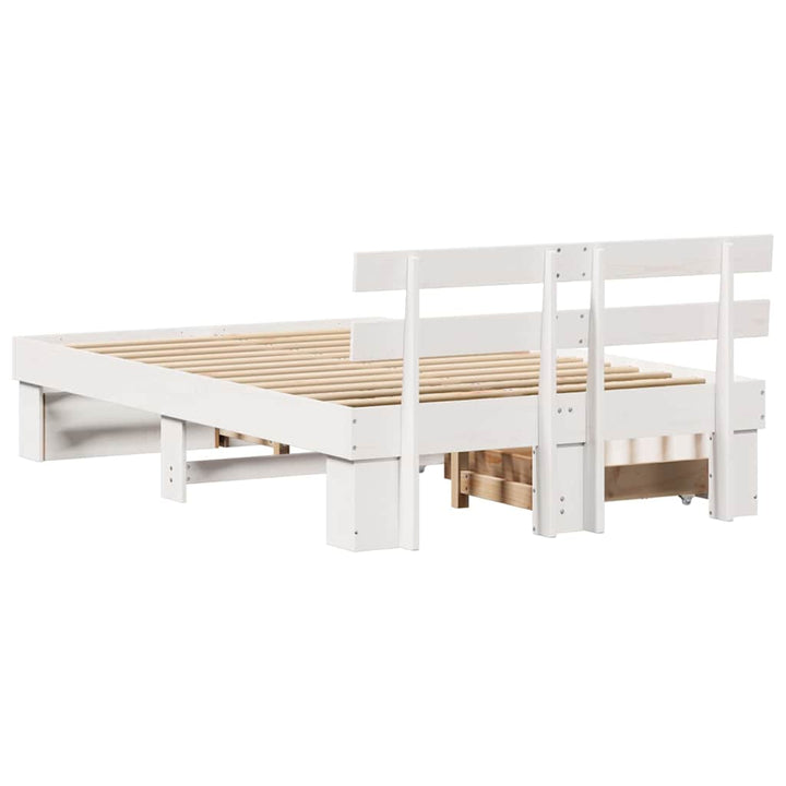 Sengestel med hovedgærde Hvid 120 x 190 cm Massiv fyrretræ