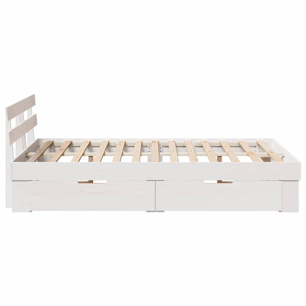 Sengestel med hovedgærde Hvid 120 x 190 cm Massiv fyrretræ