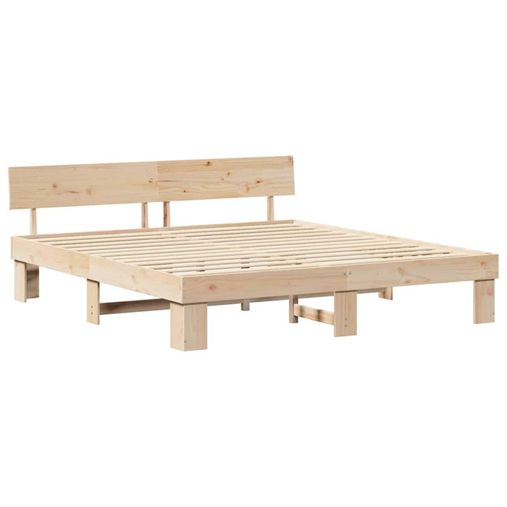 Sengestel med hovedgærde Brun 200 x 200 cm Massiv fyrretræ