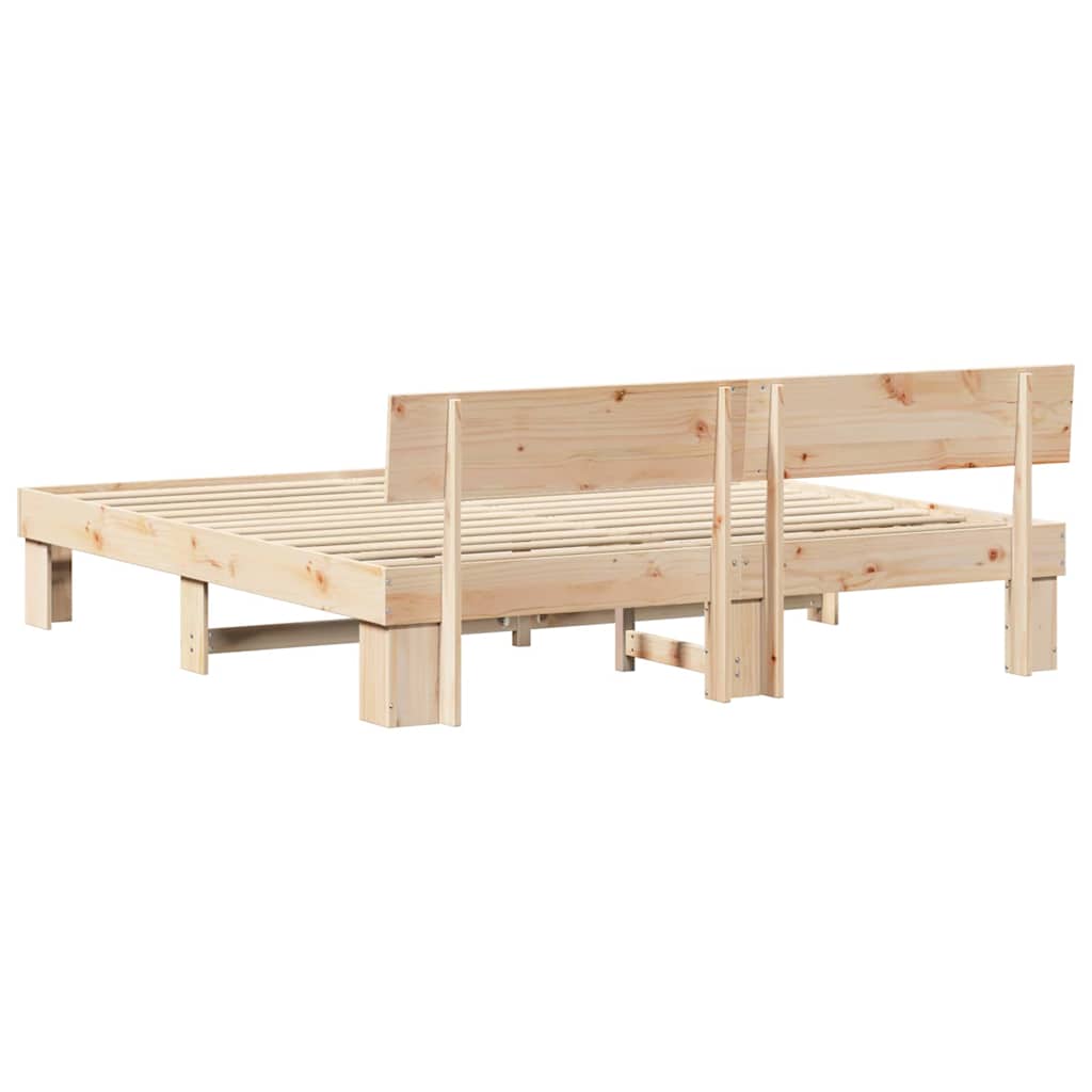 Sengestel med hovedgærde Brun 200 x 200 cm Massiv fyrretræ
