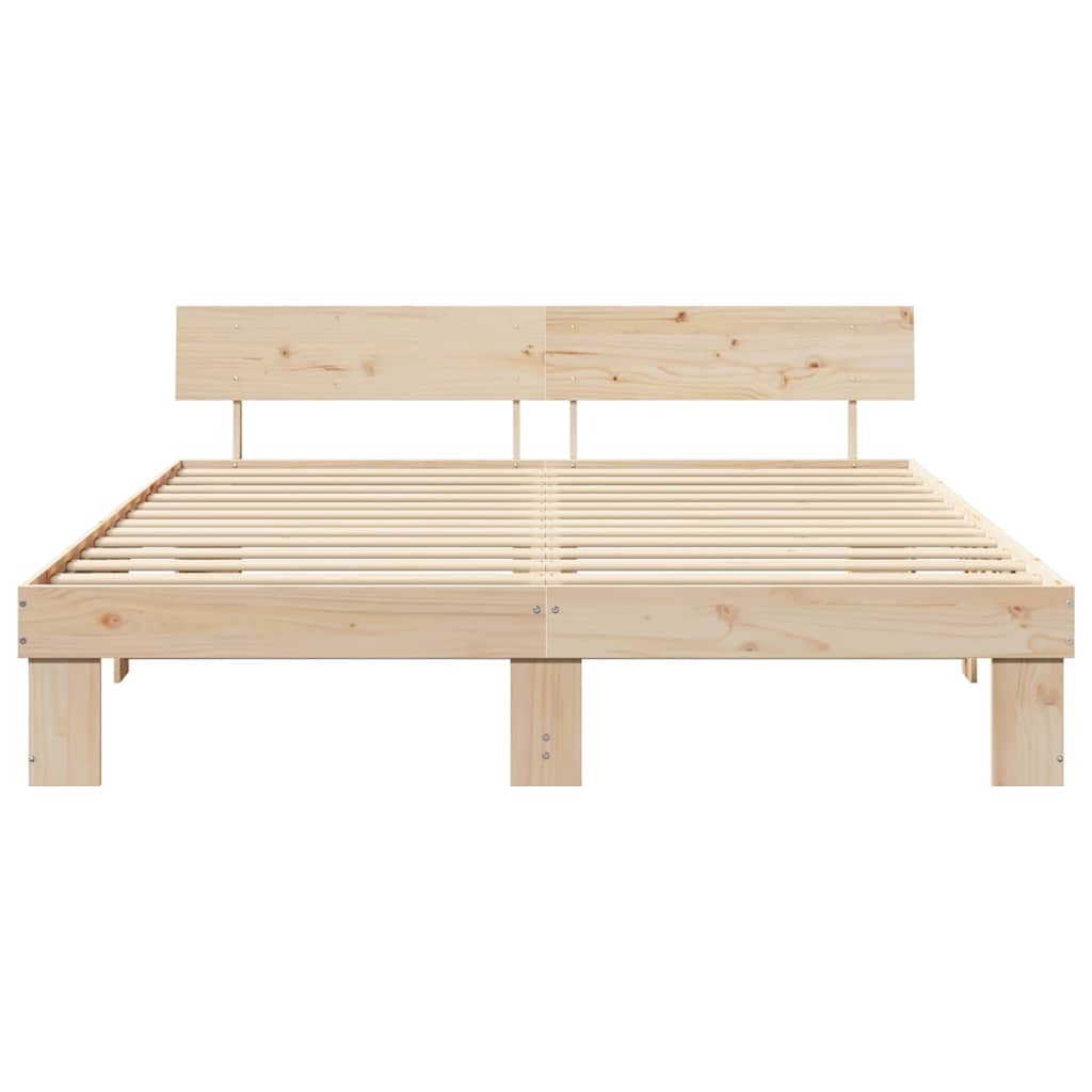 Sengestel med hovedgærde Brun 200 x 200 cm Massiv fyrretræ