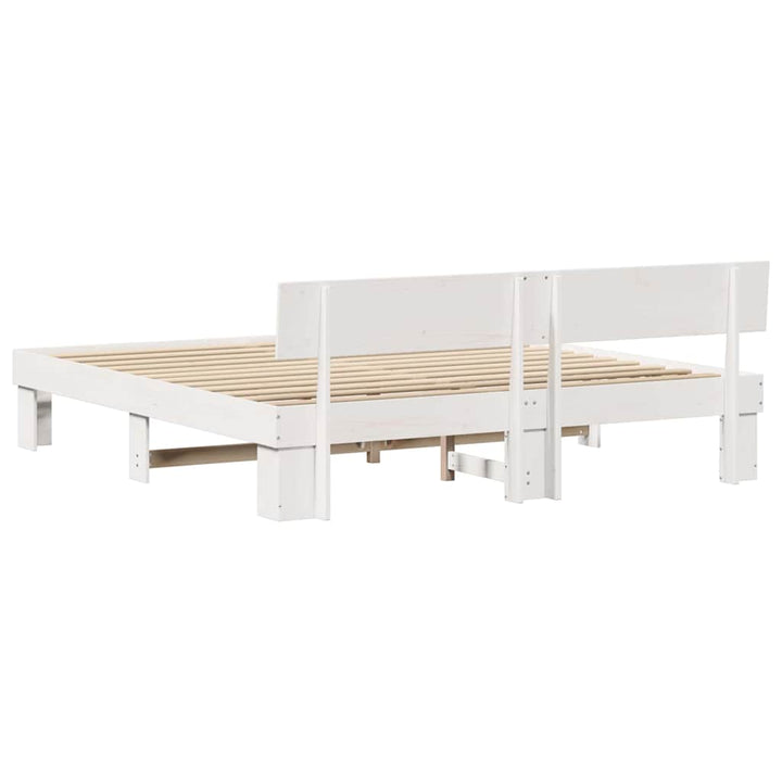 Sengestel med hovedgærde Hvid 200 x 200 cm Massiv fyrretræ