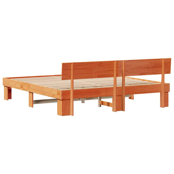 Sengestel med hovedgærde Voks brun 200 x 200 cm Massiv fyrretræ