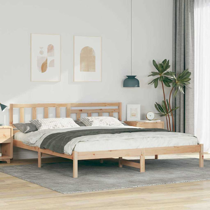 Sengestel med hovedgærde Brun 200 x 200 cm Massiv fyrretræ