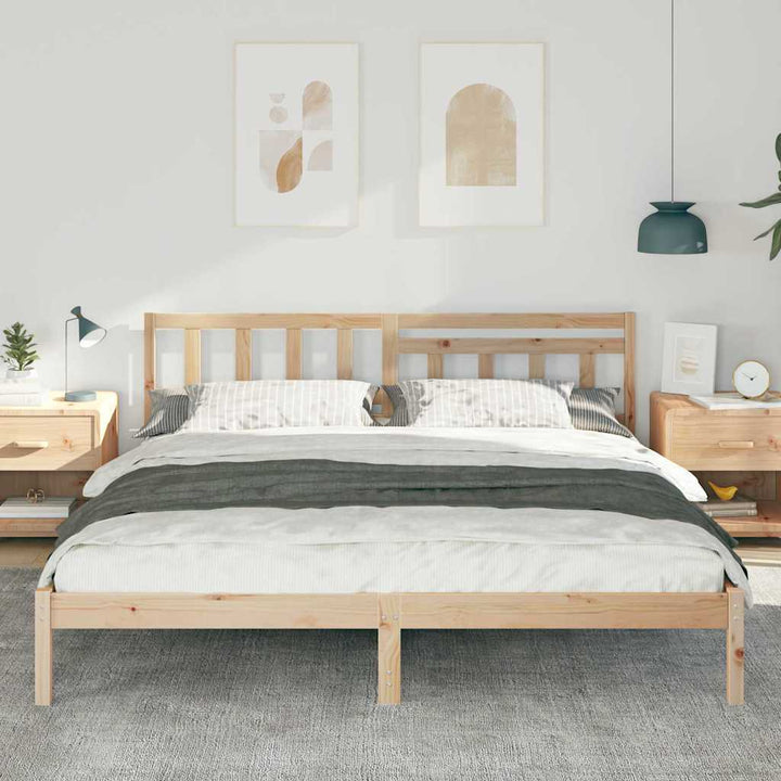Sengestel med hovedgærde Brun 200 x 200 cm Massiv fyrretræ