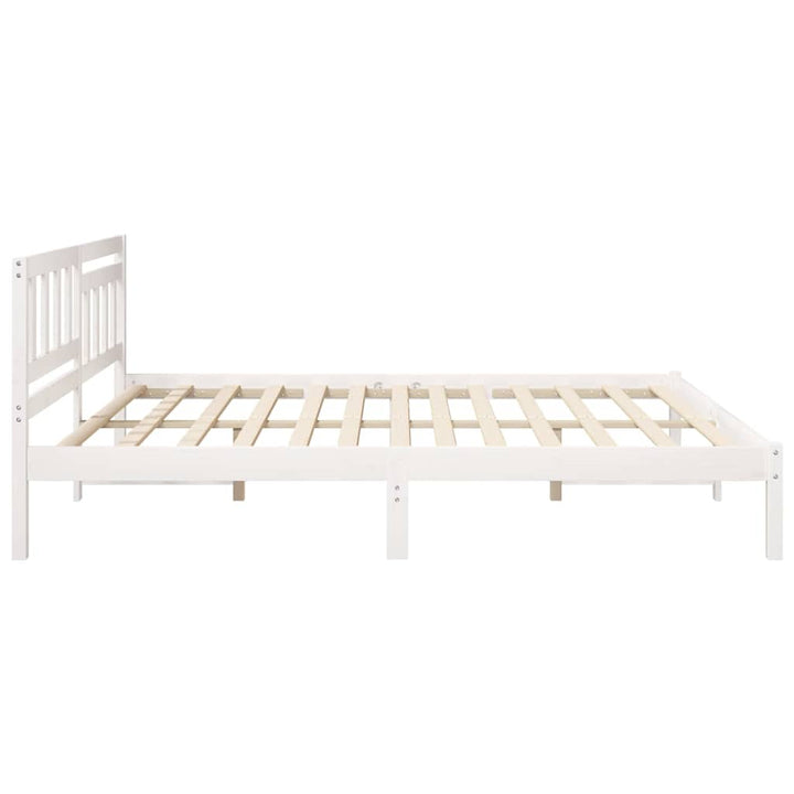 Sengestel med hovedgærde Hvid 200 x 200 cm Massiv fyrretræ