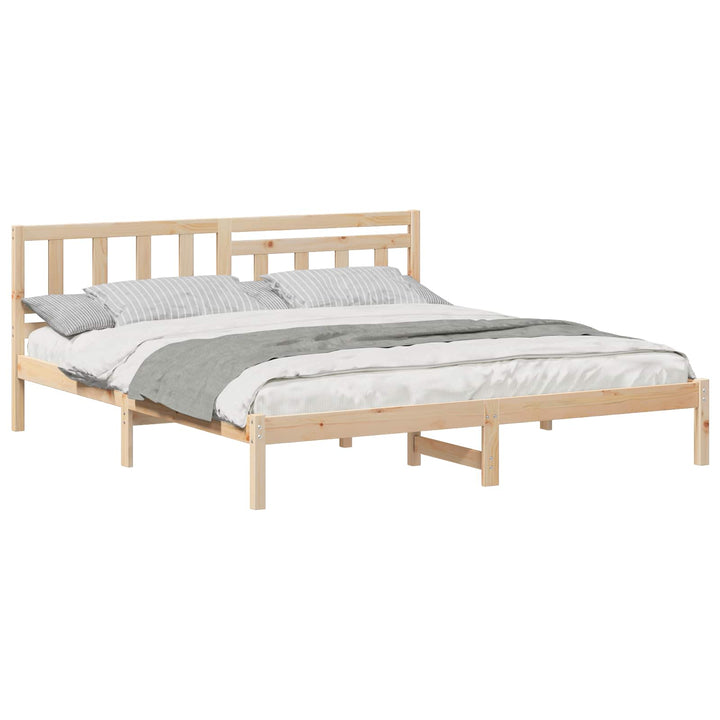 Sengestel med hovedgærde Brun 180 x 200 cm Massiv fyrretræ