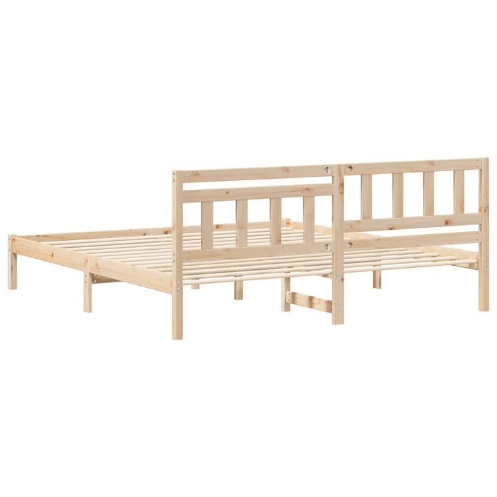 Sengestel med hovedgærde Brun 180 x 200 cm Massiv fyrretræ