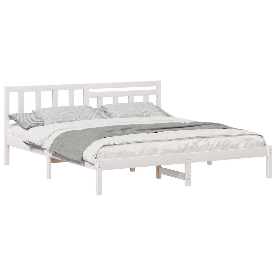 Sengestel med hovedgærde Hvid 180 x 200 cm Massiv fyrretræ