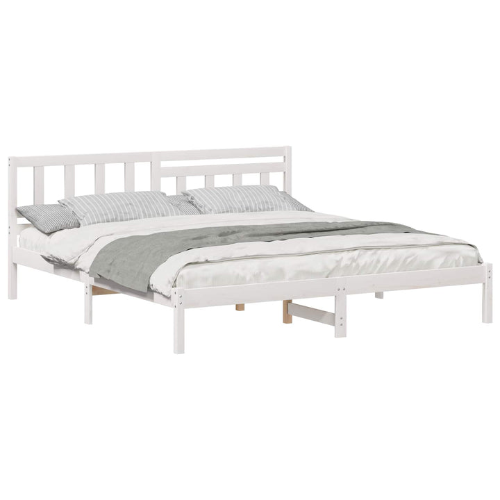 Sengestel med hovedgærde Hvid 180 x 200 cm Massiv fyrretræ