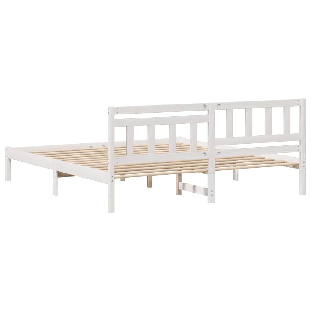 Sengestel med hovedgærde Hvid 180 x 200 cm Massiv fyrretræ