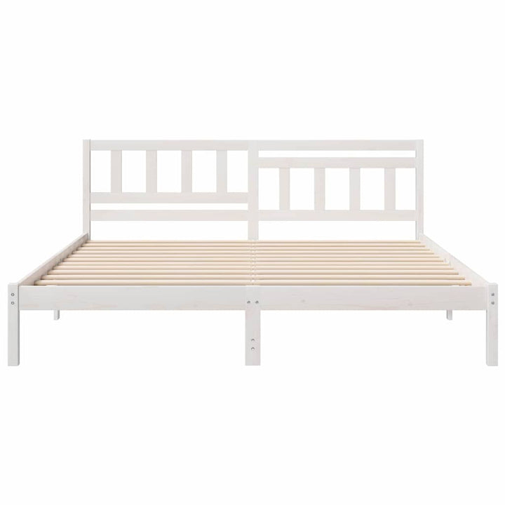 Sengestel med hovedgærde Hvid 180 x 200 cm Massiv fyrretræ