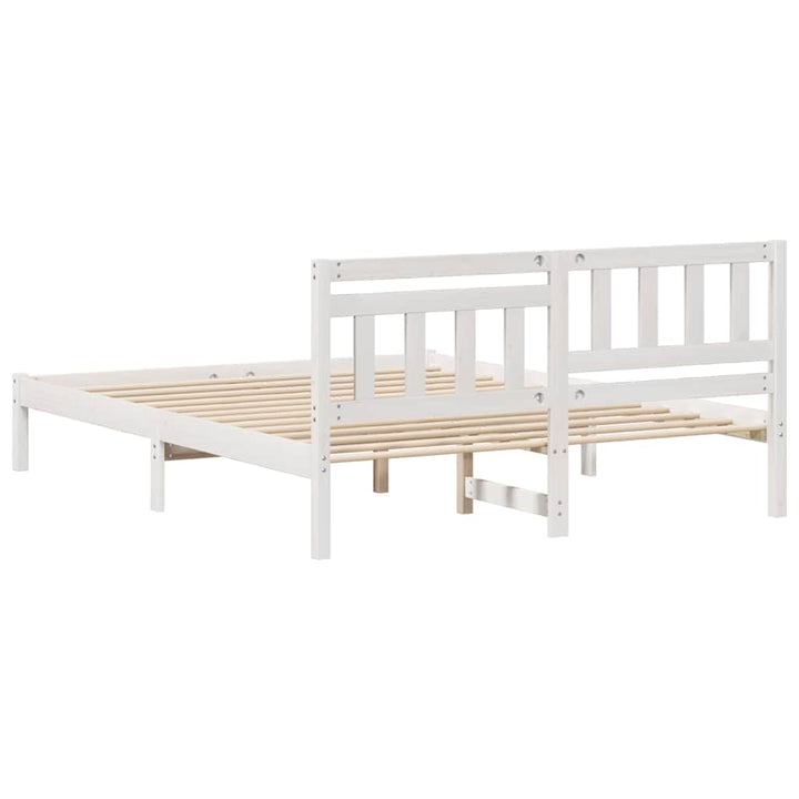 Sengestel med hovedgærde Hvid 160 x 200 cm Massiv fyrretræ
