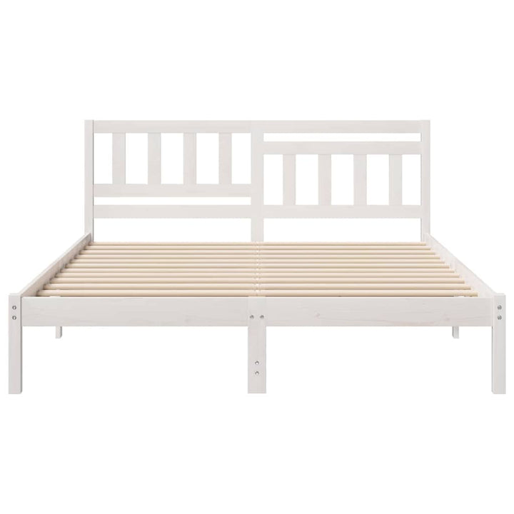 Sengestel med hovedgærde Hvid 160 x 200 cm Massiv fyrretræ