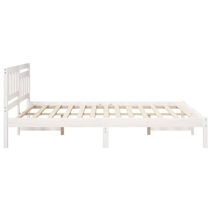 Sengestel med hovedgærde Hvid 160 x 200 cm Massiv fyrretræ