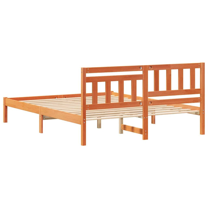 Sengestel med hovedgærde Voks brun 160 x 200 cm Massiv fyrretræ