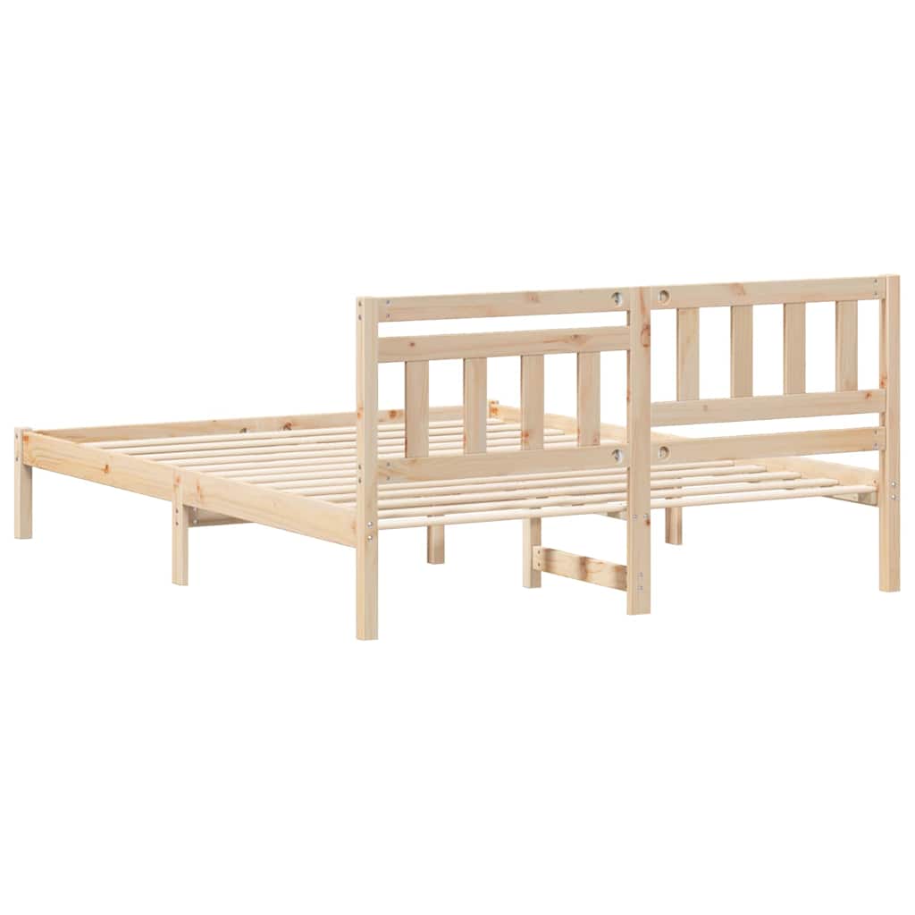 Sengestel med hovedgærde Brun 150 x 200 cm Massiv fyrretræ