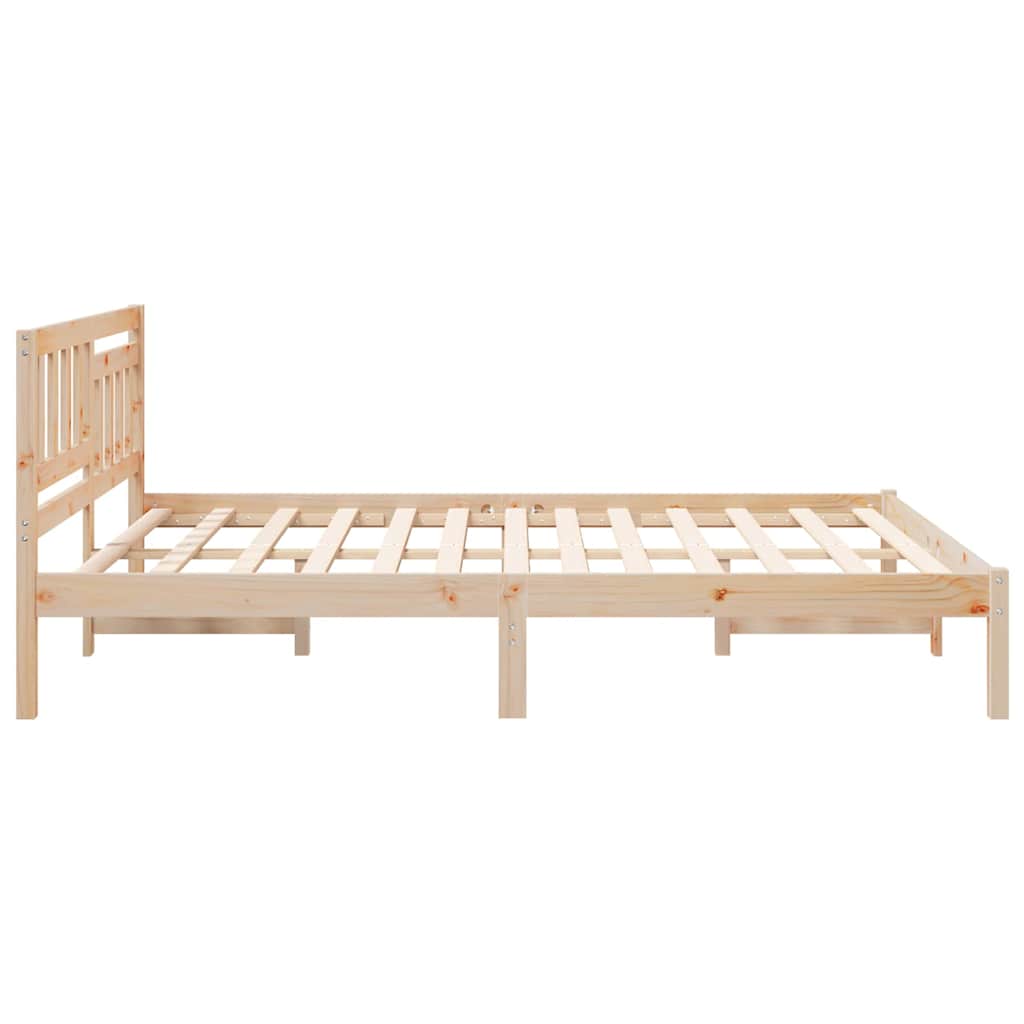 Sengestel med hovedgærde Brun 150 x 200 cm Massiv fyrretræ