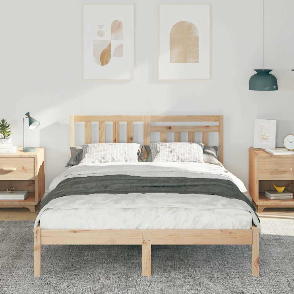 Sengestel med hovedgærde Brun 120 x 200 cm Massiv fyrretræ