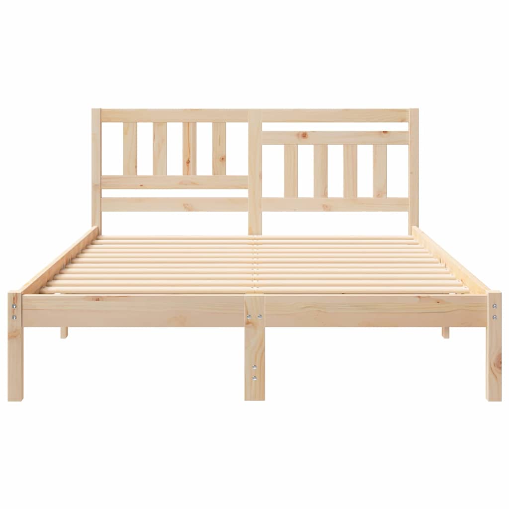 Sengestel med hovedgærde Brun 140 x 190 cm Massiv fyrretræ