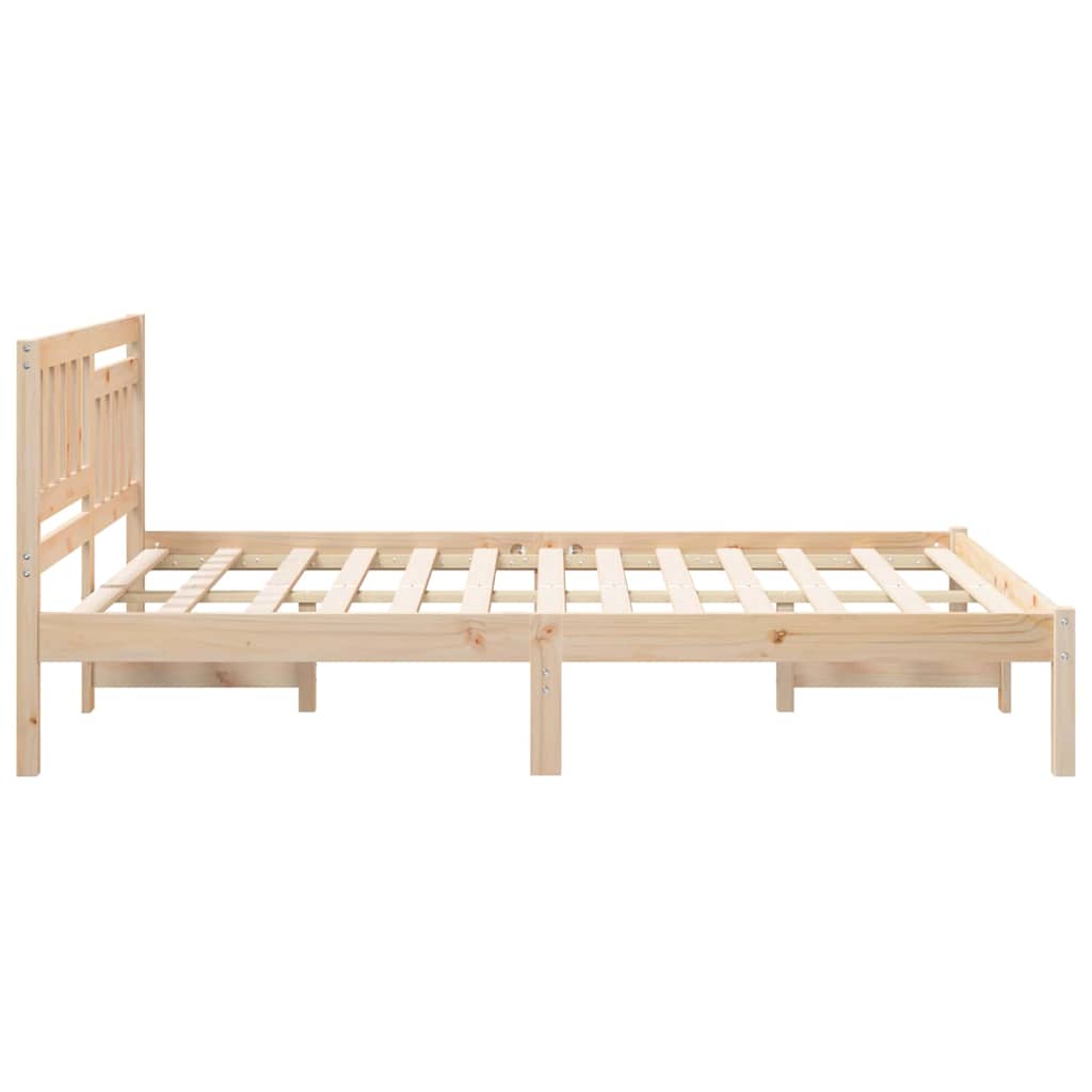 Sengestel med hovedgærde Brun 140 x 190 cm Massiv fyrretræ