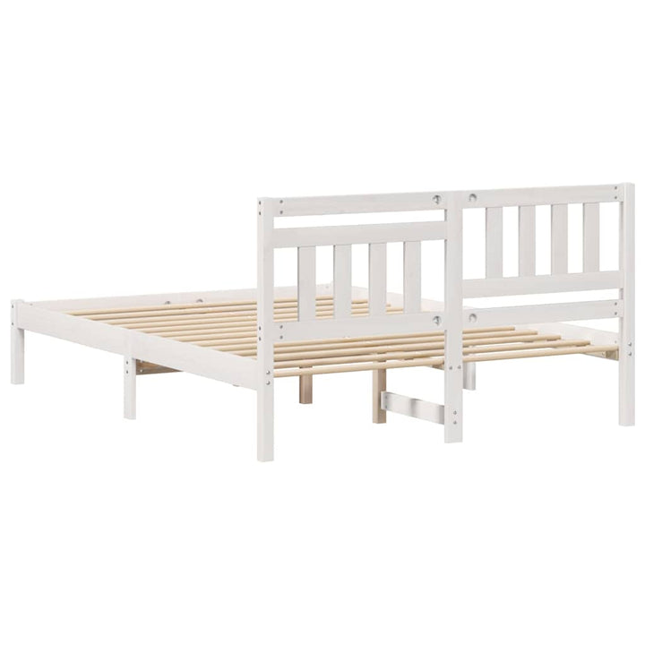 Sengestel med hovedgærde Hvid 140 x 190 cm Massiv fyrretræ
