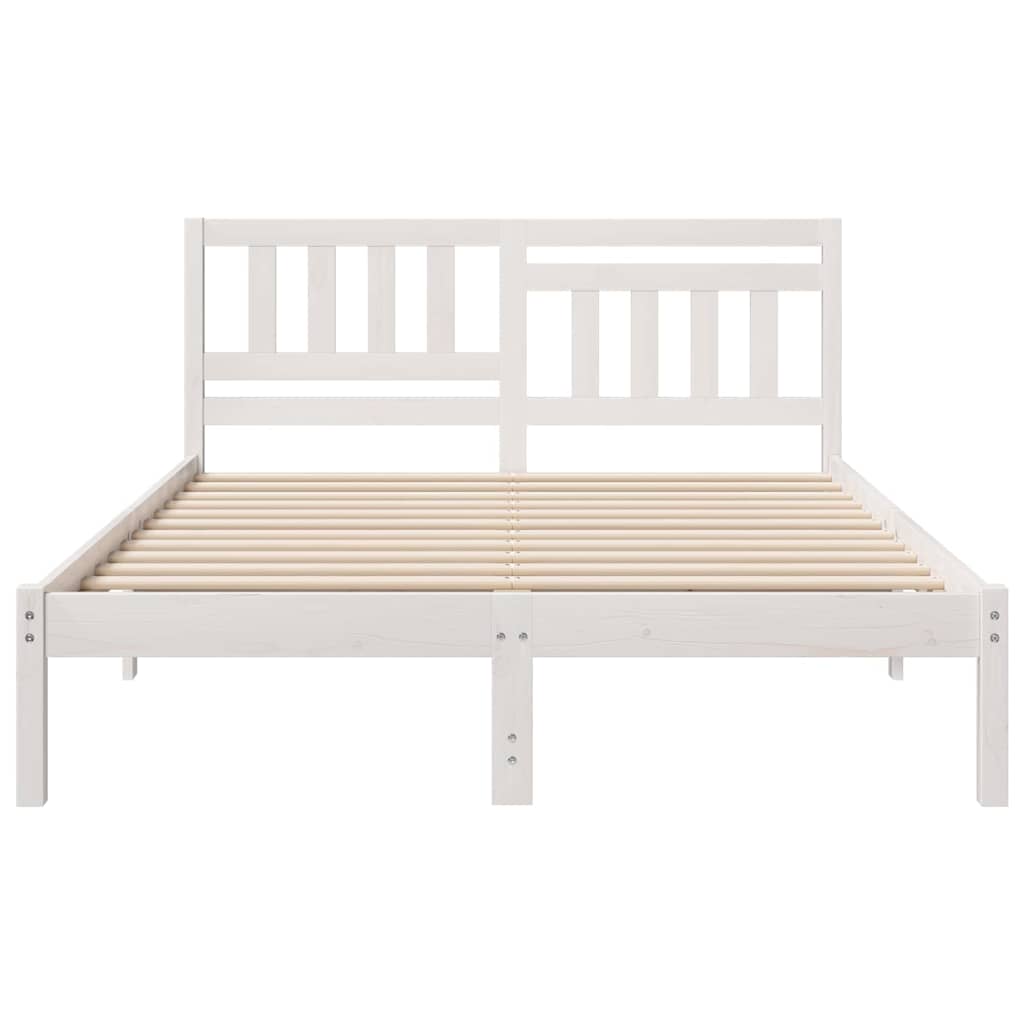 Sengestel med hovedgærde Hvid 140 x 190 cm Massiv fyrretræ