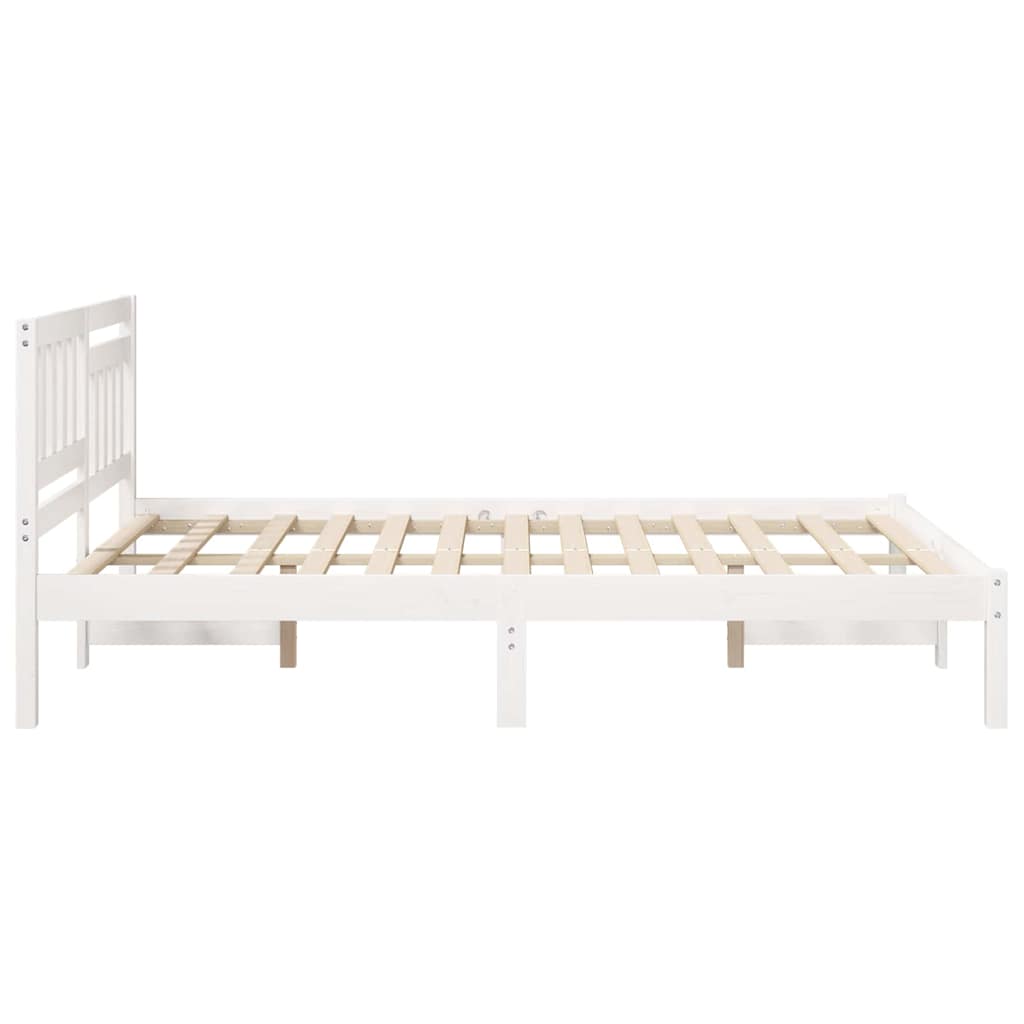 Sengestel med hovedgærde Hvid 140 x 190 cm Massiv fyrretræ