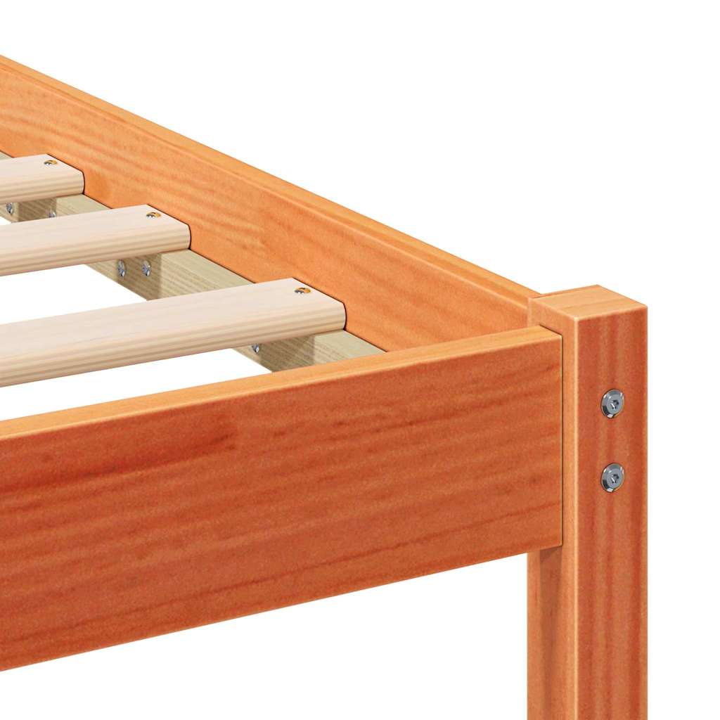 Sengestel med hovedgærde Voks brun 140 x 190 cm Massiv fyrretræ