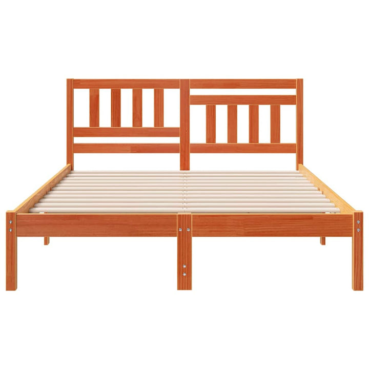Sengestel med hovedgærde Voks brun 140 x 190 cm Massiv fyrretræ