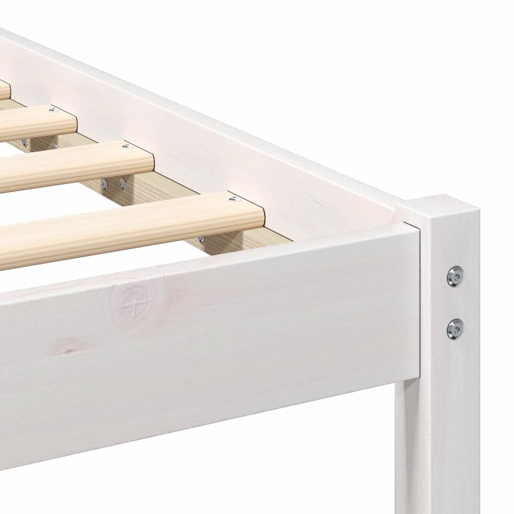 Sengestel med hovedgærde Hvid 135 x 190 cm Massiv fyrretræ