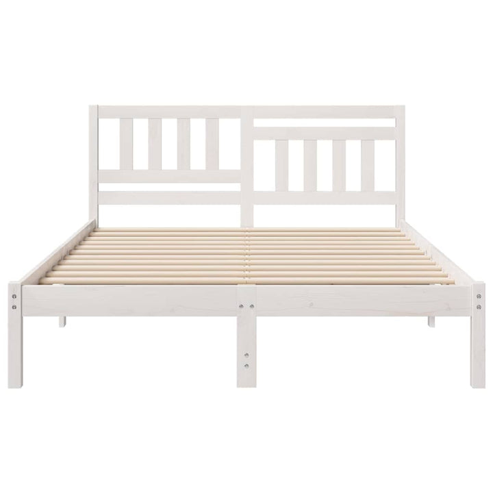 Sengestel med hovedgærde Hvid 135 x 190 cm Massiv fyrretræ