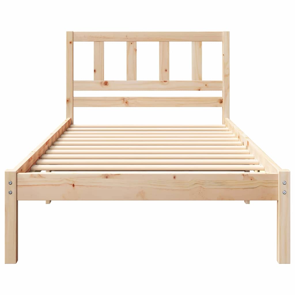 Sengestel med hovedgærde Brun 80 x 200 cm Massiv fyrretræ