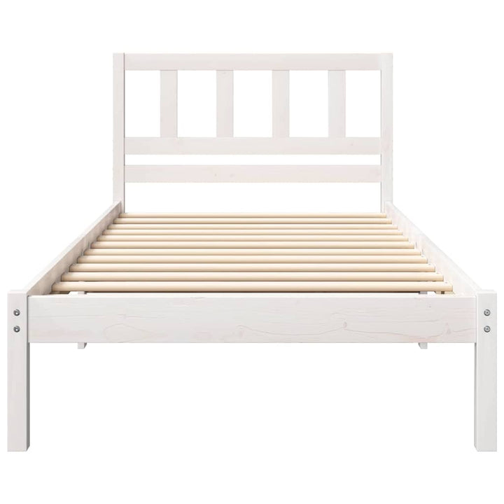 Sengestel med hovedgærde Hvid 80 x 200 cm Massiv fyrretræ