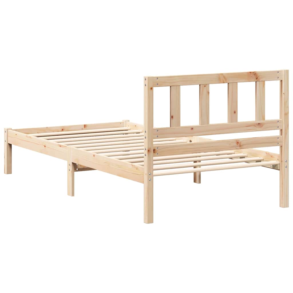 Sengestel med hovedgærde Brun 90 x 190 cm Massiv fyrretræ