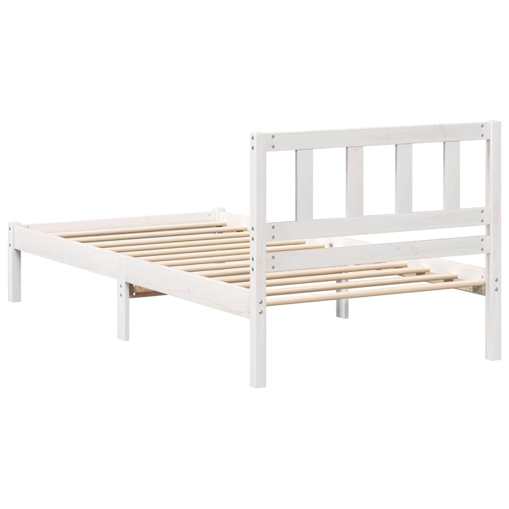 Sengestel med hovedgærde Hvid 90 x 190 cm Massiv fyrretræ