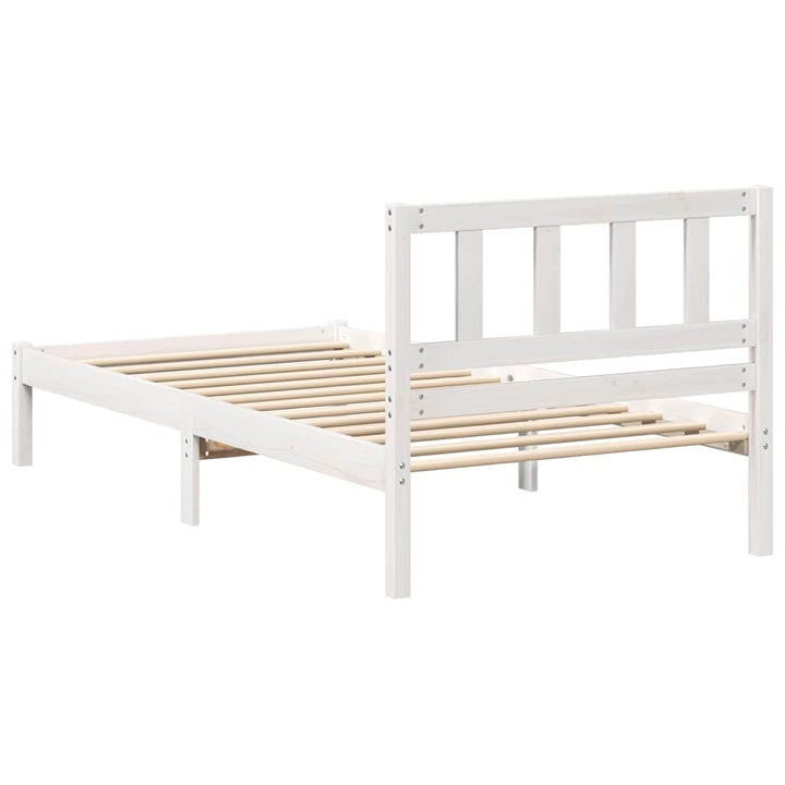 Sengestel med hovedgærde Hvid 75 x 190 cm Massiv fyrretræ