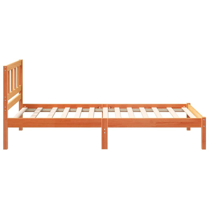 Sengestel med hovedgærde Voks brun 75 x 190 cm Massiv fyrretræ