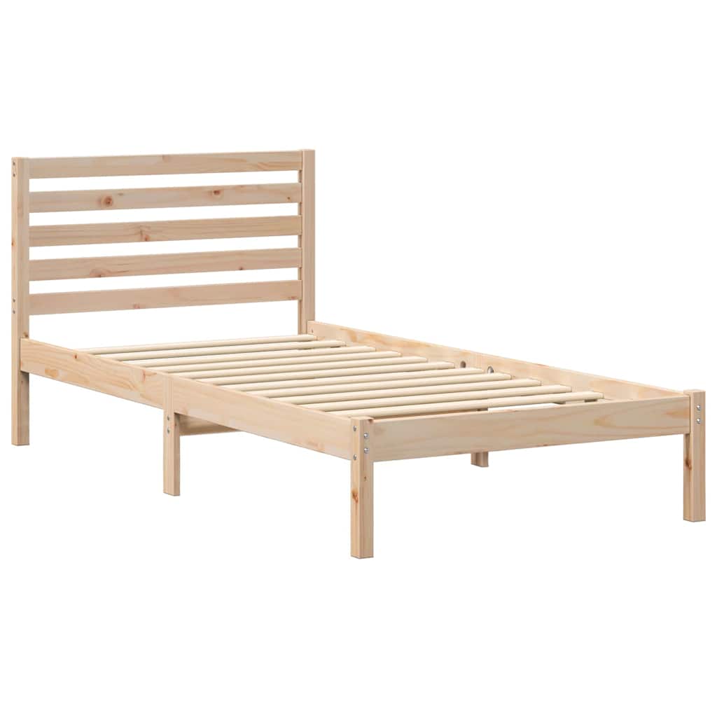 Sengestel med hovedgærde Brun 80 x 200 cm Massiv fyrretræ