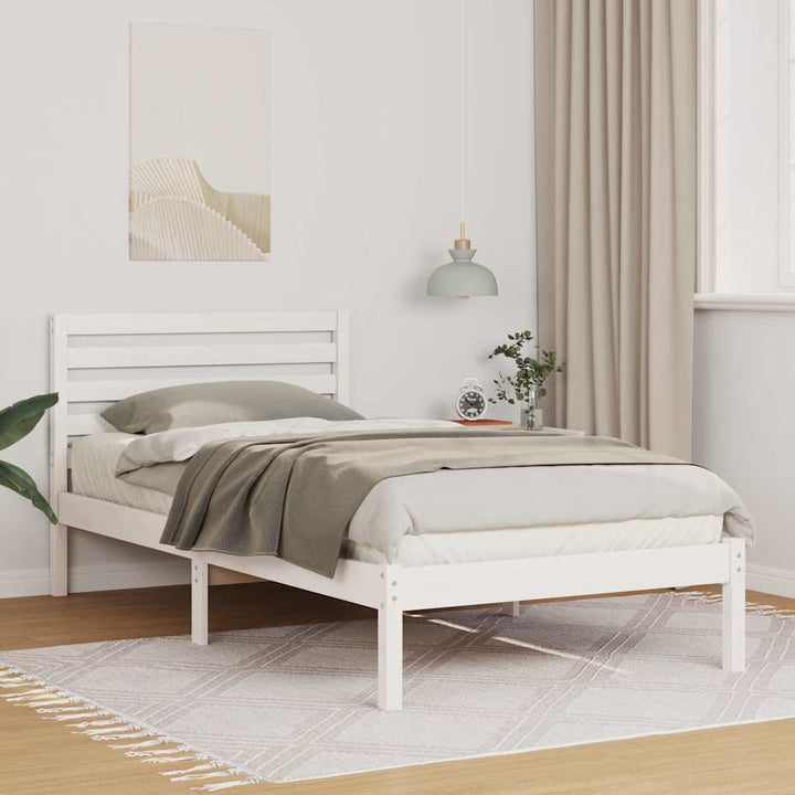 Sengestel med hovedgærde Hvid 80 x 200 cm Massiv fyrretræ