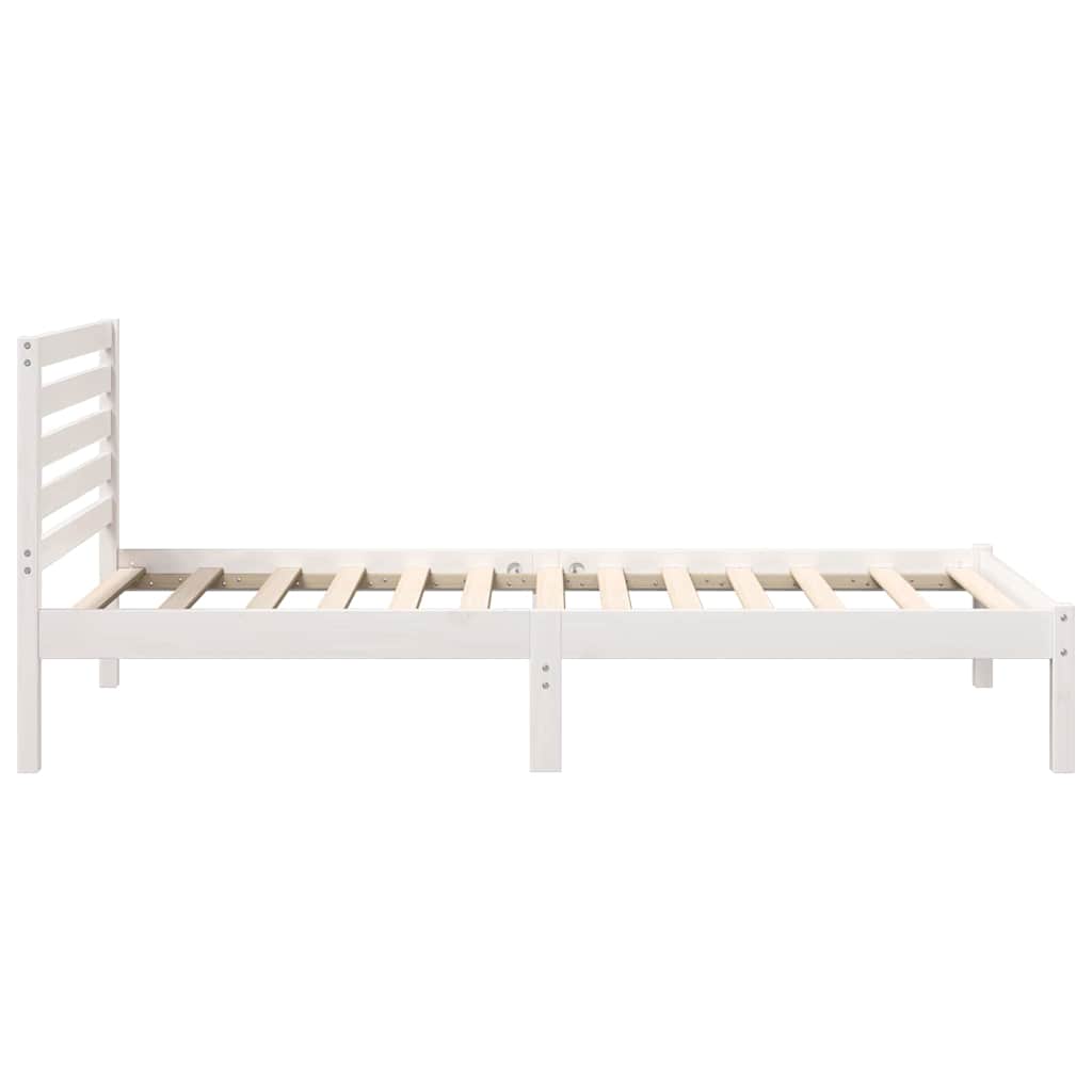 Sengestel med hovedgærde Hvid 90 x 200 cm Massiv fyrretræ