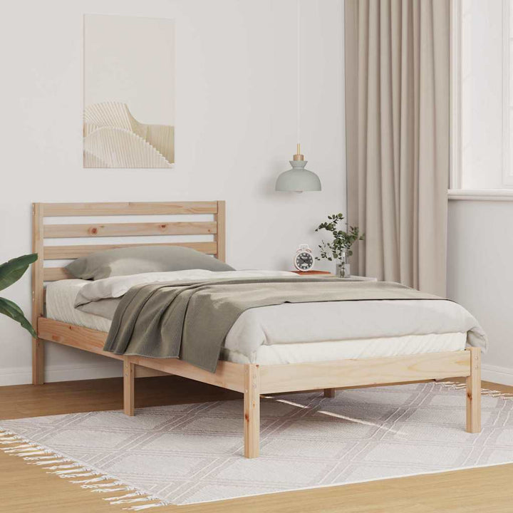 Sengestel med hovedgærde Brun 100 x 200 cm Massiv fyrretræ