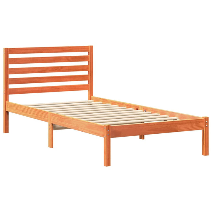 Sengestel med hovedgærde Voks brun 90 x 190 cm Massiv fyrretræ