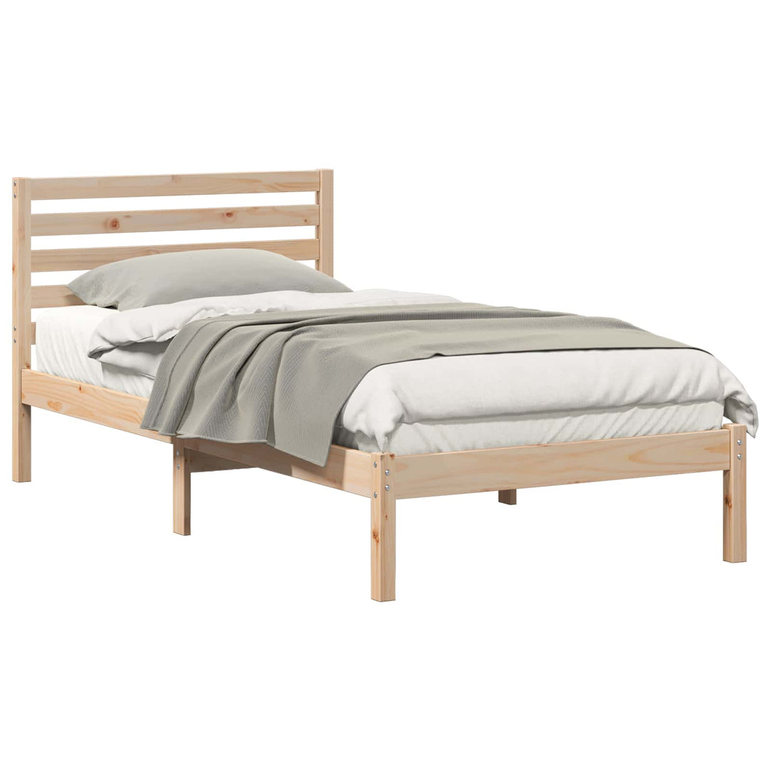 Sengestel med hovedgærde Brun 75 x 190 cm Massiv fyrretræ