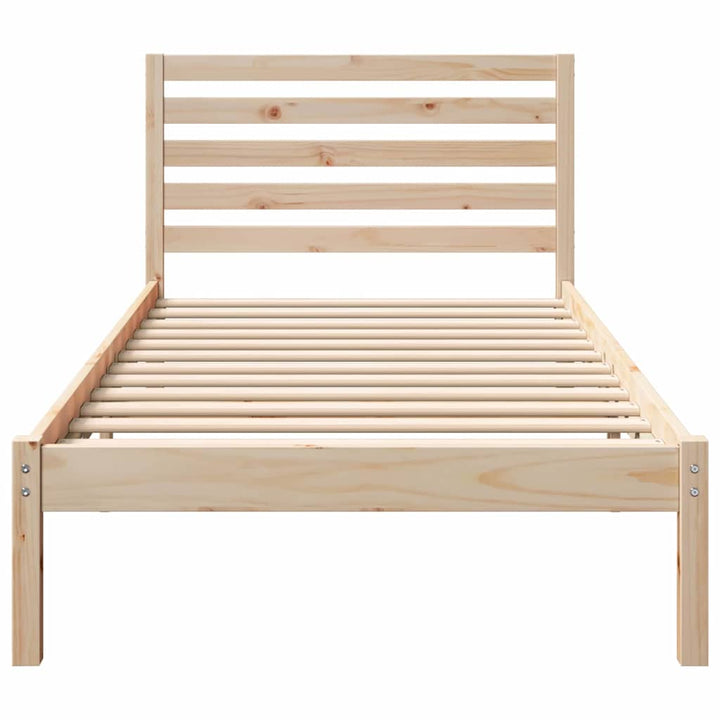 Sengestel med hovedgærde Brun 75 x 190 cm Massiv fyrretræ