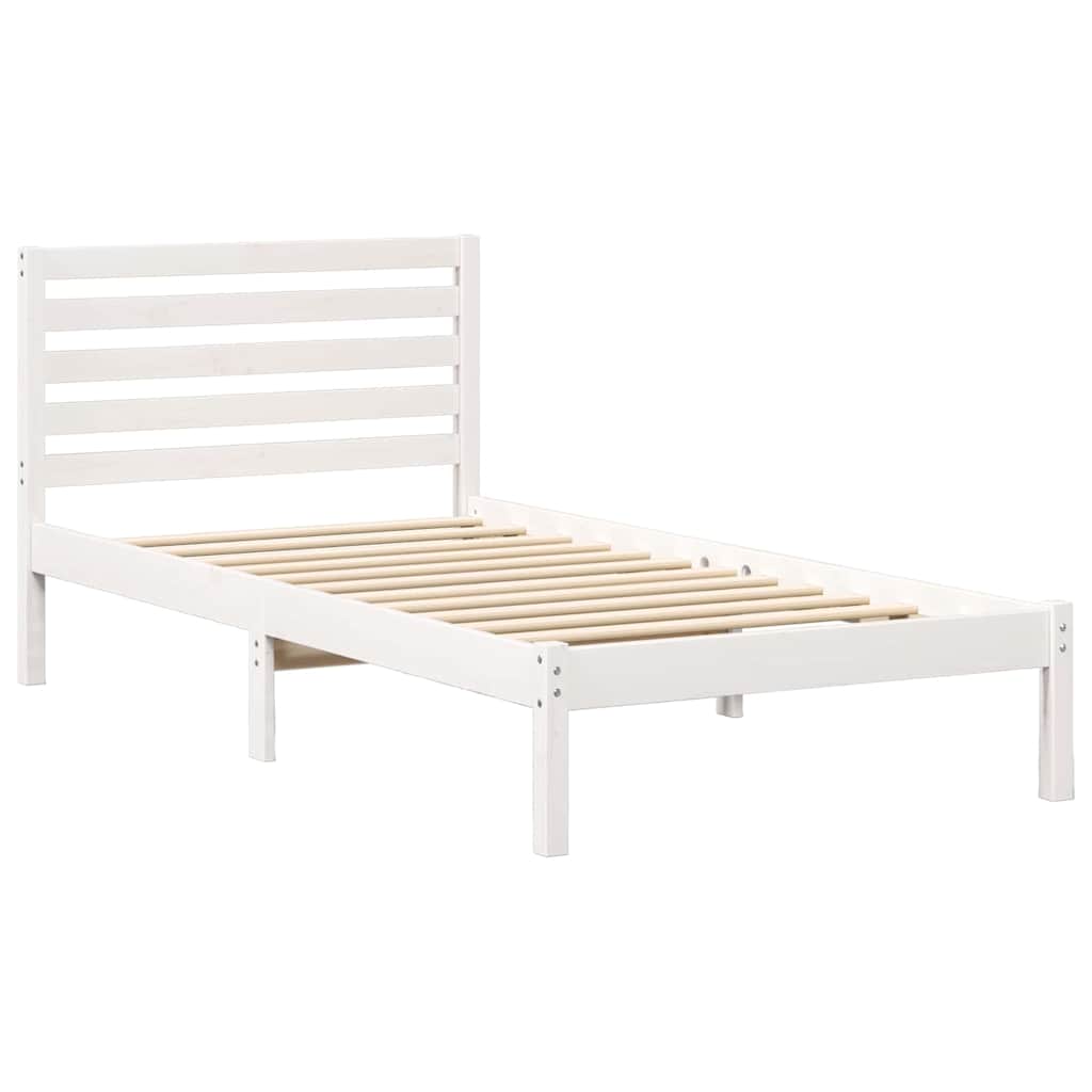 Sengestel med hovedgærde Hvid 75 x 190 cm Massiv fyrretræ