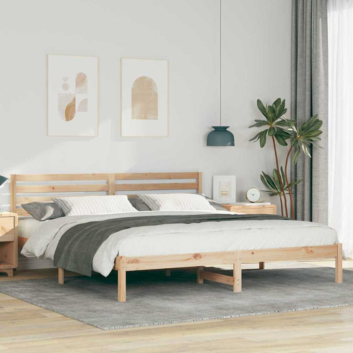 Sengestel med hovedgærde Brun 200 x 200 cm Massiv fyrretræ